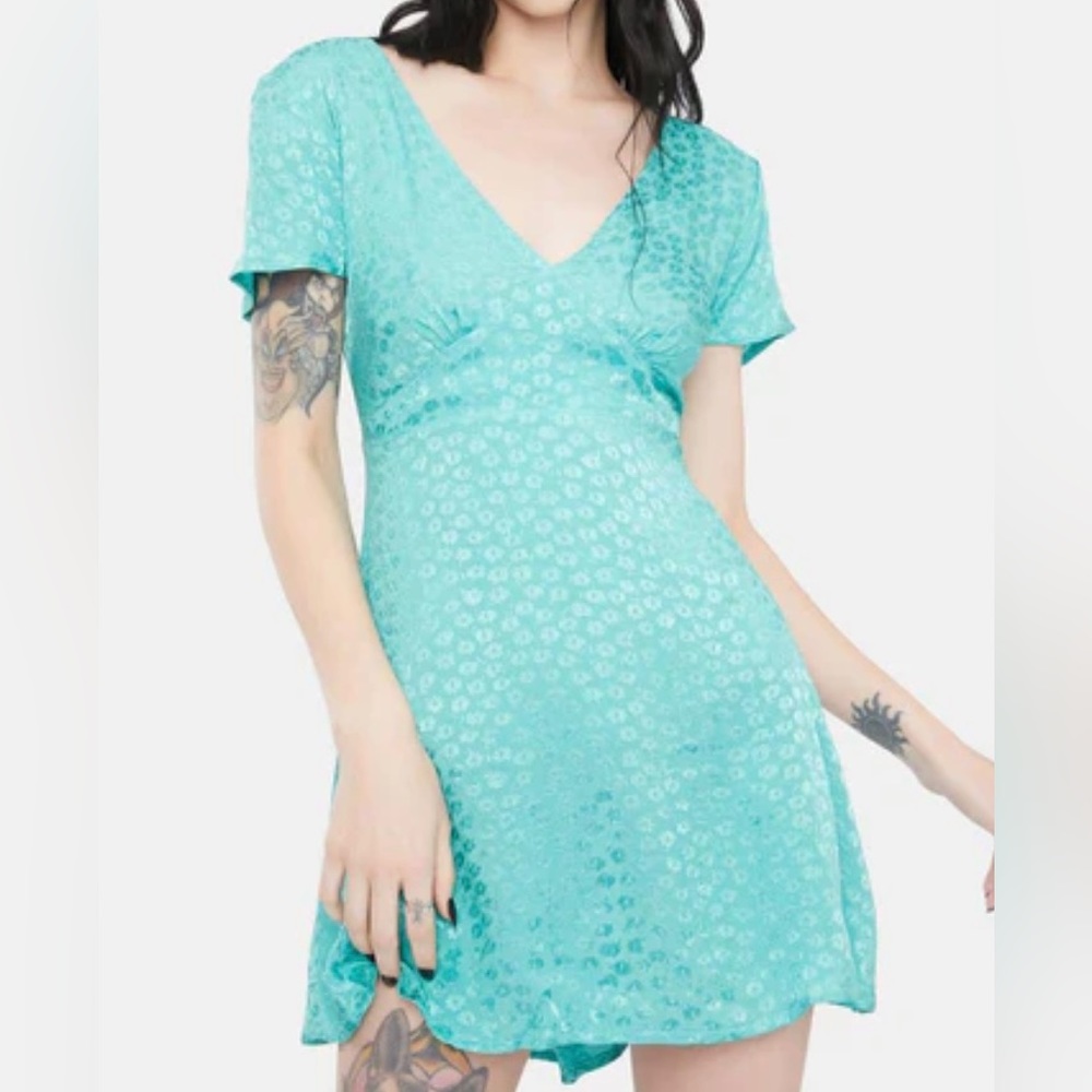 MOTEL turquoise mini dress